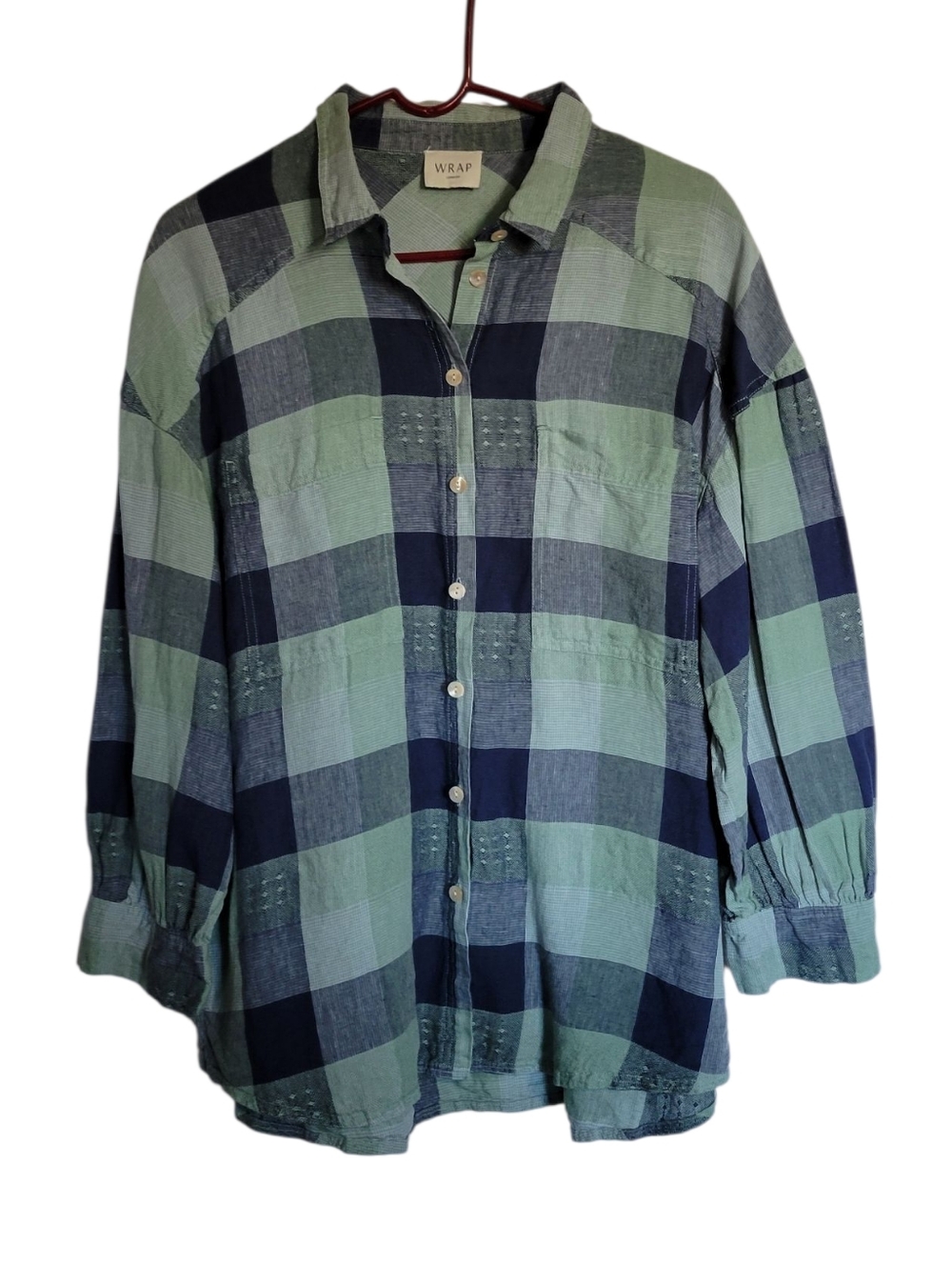 Wrap London Linen Plaid Button-Down Shirt